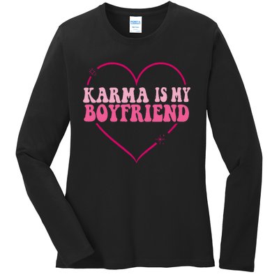 Karma Is My Partner Heart Groovy Spirituel Sarcastic Saying Ladies Long Sleeve Shirt