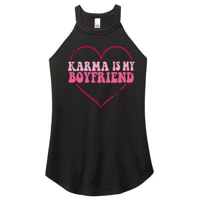 Karma Is My Partner Heart Groovy Spirituel Sarcastic Saying Women's Perfect Tri Rocker Tank