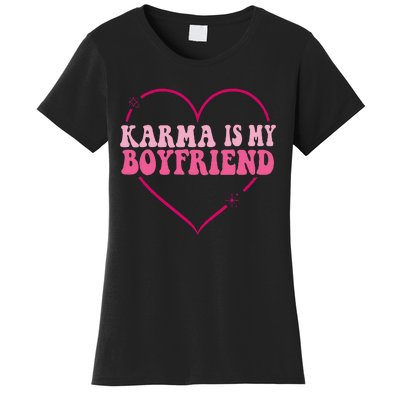 Karma Is My Partner Heart Groovy Spirituel Sarcastic Saying Women's T-Shirt