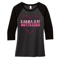 Karma Is My Partner Heart Groovy Spirituel Sarcastic Saying Women's Tri-Blend 3/4-Sleeve Raglan Shirt