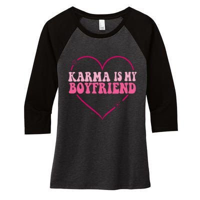 Karma Is My Partner Heart Groovy Spirituel Sarcastic Saying Women's Tri-Blend 3/4-Sleeve Raglan Shirt