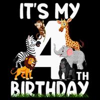 Kids Its My 4th Birthday Zoo Jungle Safari 4 Years Old Animals Cooling Performance Crew T-Shirt