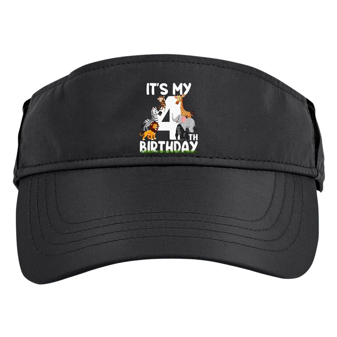 Kids Its My 4th Birthday Zoo Jungle Safari 4 Years Old Animals Adult Drive Performance Visor