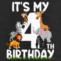 Kids Its My 4th Birthday Zoo Jungle Safari 4 Years Old Animals Adult Drive Performance Visor