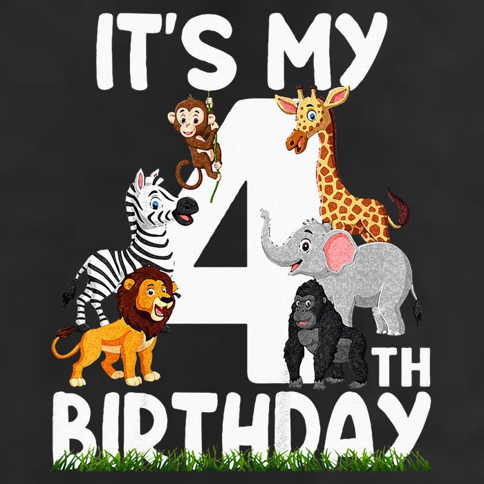 Kids Its My 4th Birthday Zoo Jungle Safari 4 Years Old Animals Adult Drive Performance Visor