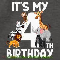 Kids Its My 4th Birthday Zoo Jungle Safari 4 Years Old Animals Vector Backpack