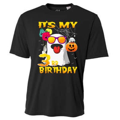 Kids Its My 3rd Birthday Ghost Pumpkin Halloween Party 3 Years Cooling Performance Crew T-Shirt