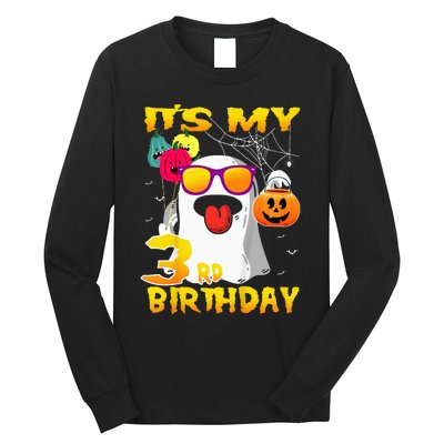 Kids Its My 3rd Birthday Ghost Pumpkin Halloween Party 3 Years Long Sleeve Shirt