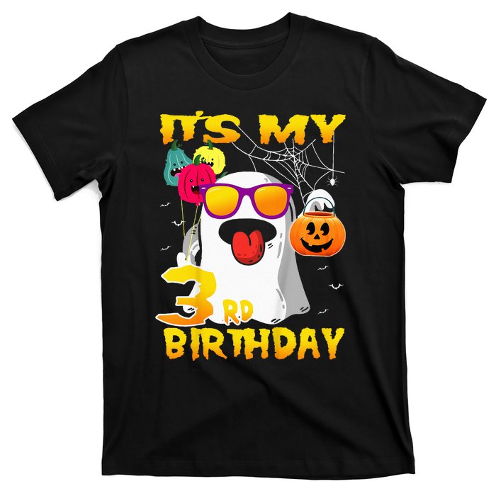 Kids Its My 3rd Birthday Ghost Pumpkin Halloween Party 3 Years T-Shirt