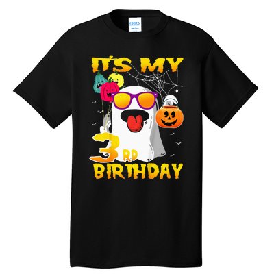 Kids Its My 3rd Birthday Ghost Pumpkin Halloween Party 3 Years Tall T-Shirt