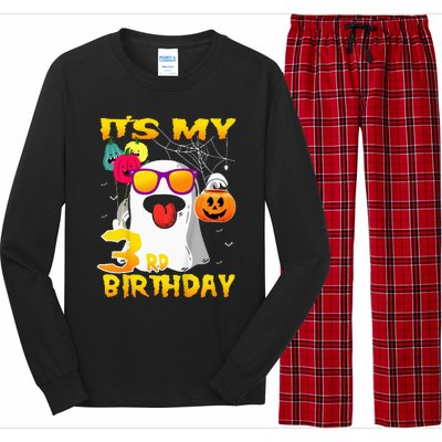 Kids Its My 3rd Birthday Ghost Pumpkin Halloween Party 3 Years Long Sleeve Pajama Set