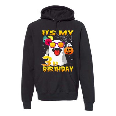 Kids Its My 3rd Birthday Ghost Pumpkin Halloween Party 3 Years Premium Hoodie