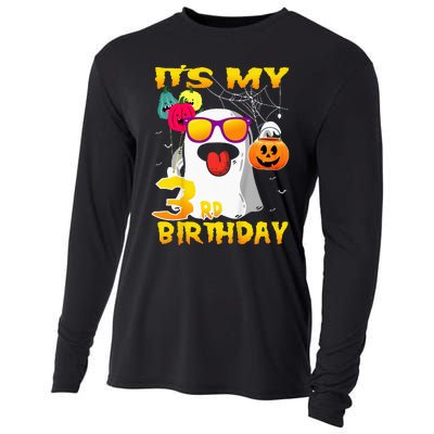 Kids Its My 3rd Birthday Ghost Pumpkin Halloween Party 3 Years Cooling Performance Long Sleeve Crew