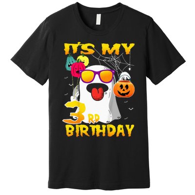 Kids Its My 3rd Birthday Ghost Pumpkin Halloween Party 3 Years Premium T-Shirt