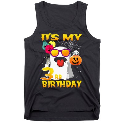 Kids Its My 3rd Birthday Ghost Pumpkin Halloween Party 3 Years Tank Top