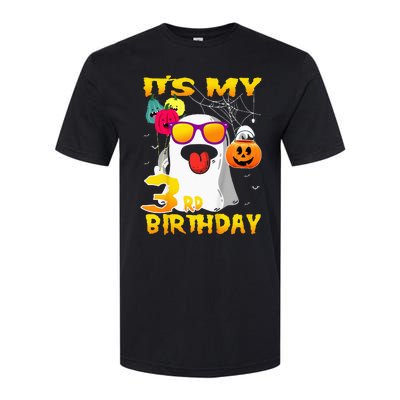 Kids Its My 3rd Birthday Ghost Pumpkin Halloween Party 3 Years Softstyle CVC T-Shirt