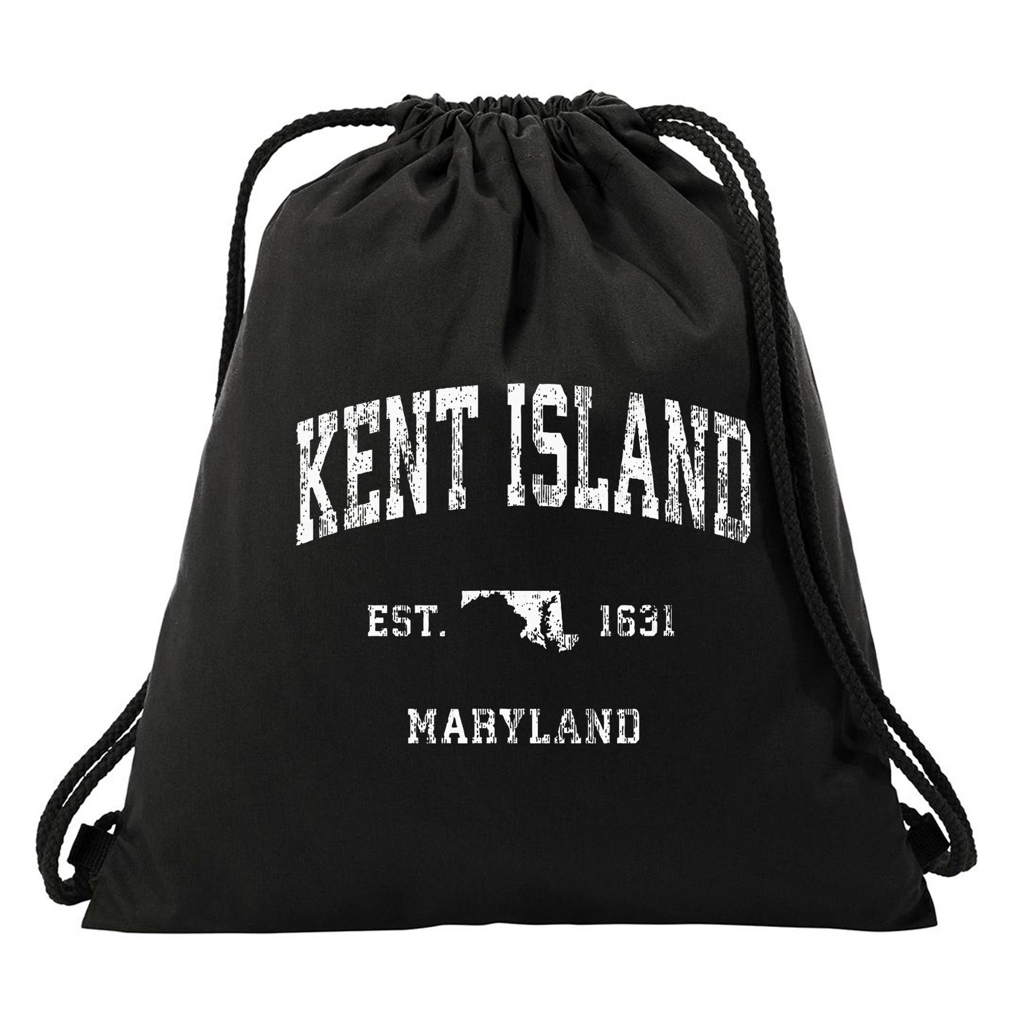 Kent Island Maryland Md Vintage Athletic Sports Design Drawstring Bag