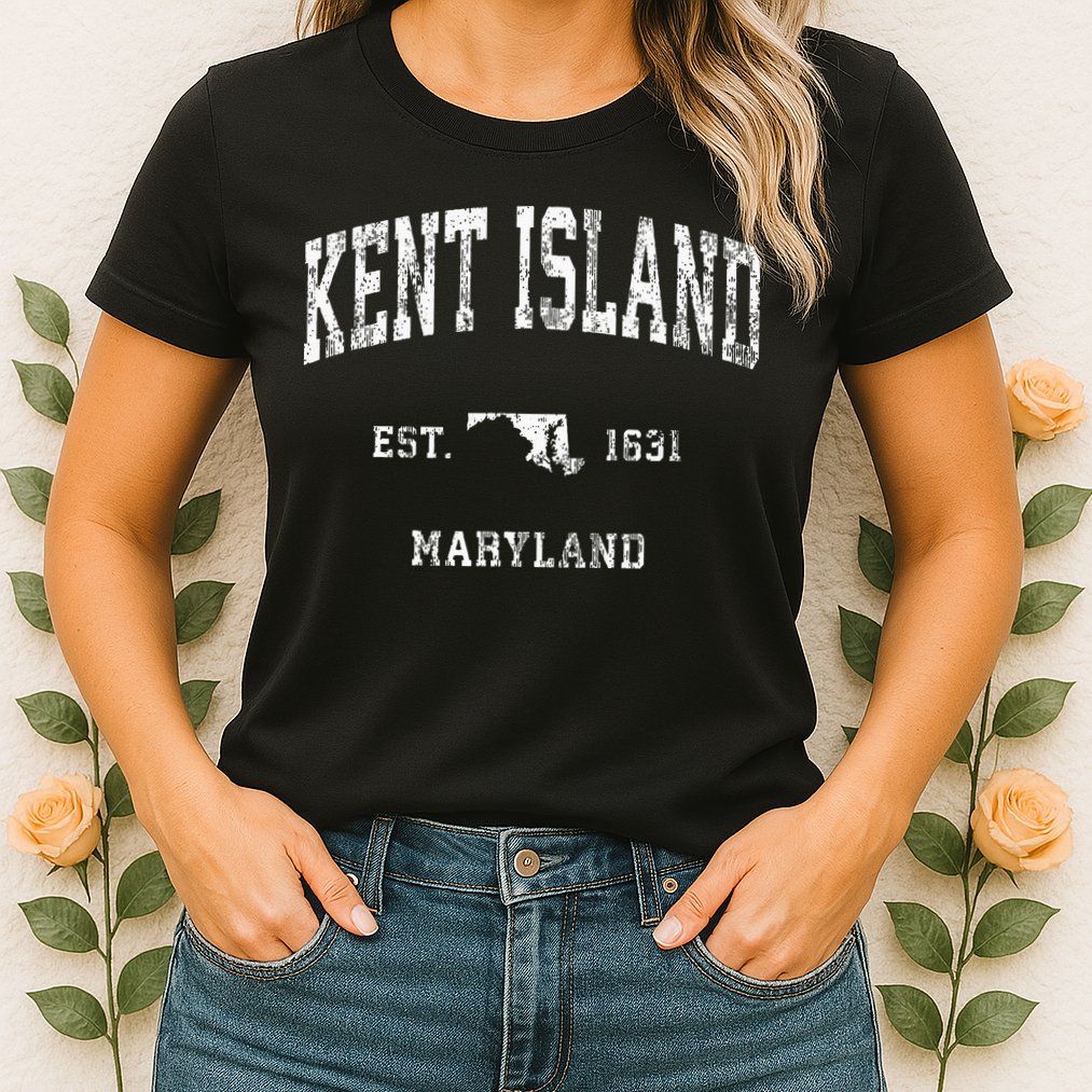 Kent Island Maryland Md Vintage Athletic Sports Design Womens T-Shirt