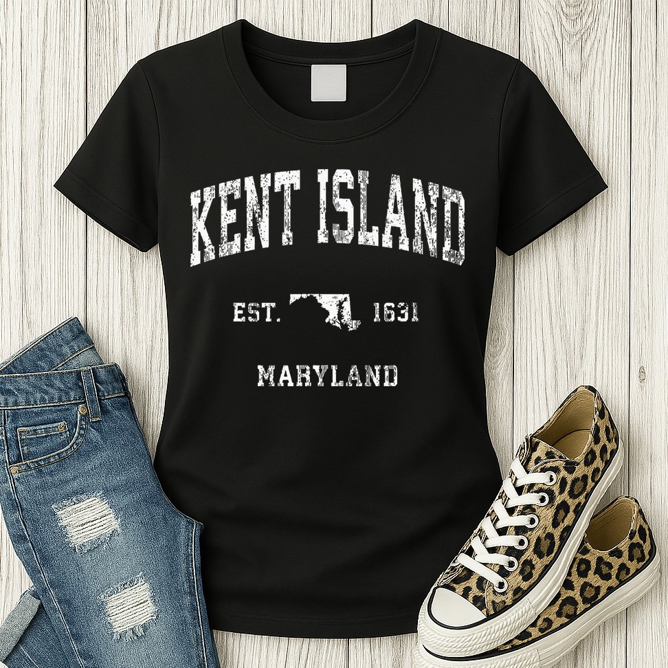 Kent Island Maryland Md Vintage Athletic Sports Design Womens T-Shirt
