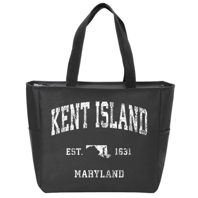 Kent Island Maryland Md Vintage Athletic Sports Design Zip Tote Bag