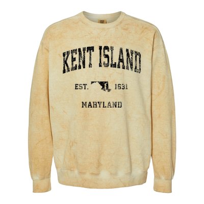 Kent Island Maryland Md Vintage Athletic Black Sports Design Colorblast Crewneck Sweatshirt