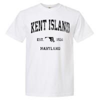 Kent Island Maryland Md Vintage Athletic Black Sports Design Garment-Dyed Heavyweight T-Shirt