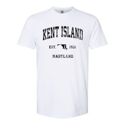 Kent Island Maryland Md Vintage Athletic Black Sports Design Softstyle CVC T-Shirt