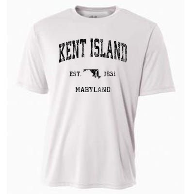 Kent Island Maryland Md Vintage Athletic Black Sports Design Cooling Performance Crew T-Shirt