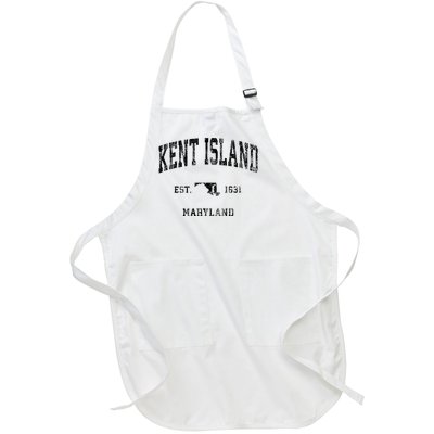 Kent Island Maryland Md Vintage Athletic Black Sports Design Full-Length Apron With Pockets