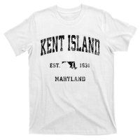 Kent Island Maryland Md Vintage Athletic Black Sports Design T-Shirt