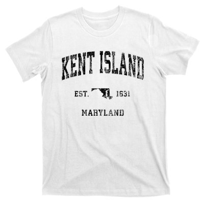 Kent Island Maryland Md Vintage Athletic Black Sports Design T-Shirt