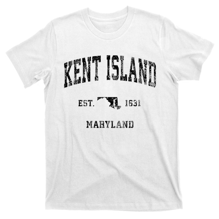 Kent Island Maryland Md Vintage Athletic Black Sports Design T-Shirt