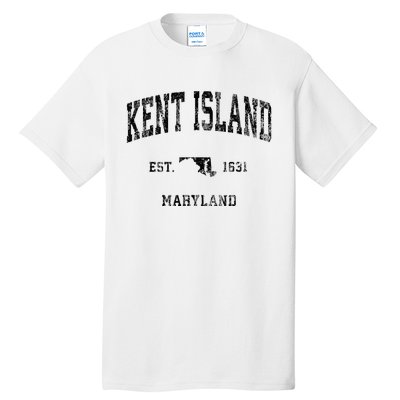 Kent Island Maryland Md Vintage Athletic Black Sports Design Tall T-Shirt