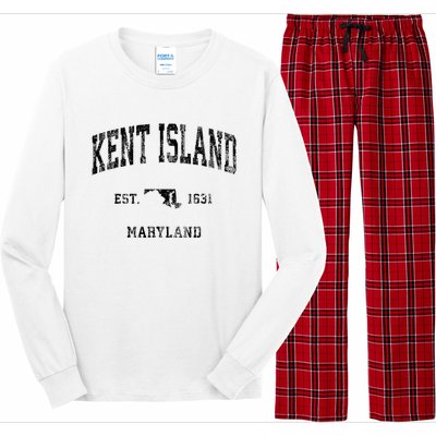 Kent Island Maryland Md Vintage Athletic Black Sports Design Long Sleeve Pajama Set