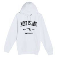 Kent Island Maryland Md Vintage Athletic Black Sports Design Premium Pullover Hoodie