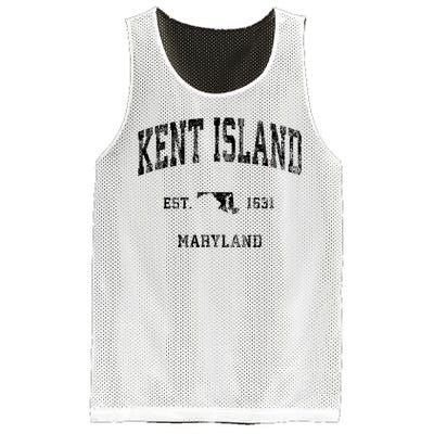 Kent Island Maryland Md Vintage Athletic Black Sports Design Mesh Reversible Basketball Jersey Tank