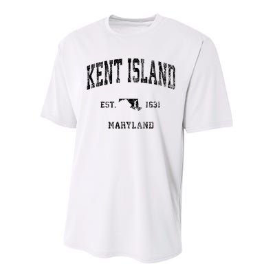 Kent Island Maryland Md Vintage Athletic Black Sports Design Performance Sprint T-Shirt