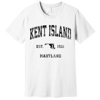 Kent Island Maryland Md Vintage Athletic Black Sports Design Premium T-Shirt