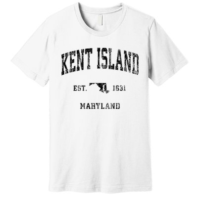 Kent Island Maryland Md Vintage Athletic Black Sports Design Premium T-Shirt