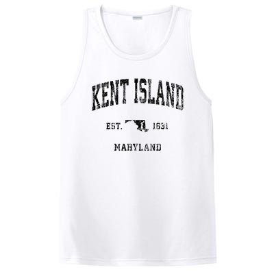 Kent Island Maryland Md Vintage Athletic Black Sports Design PosiCharge Competitor Tank