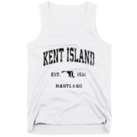 Kent Island Maryland Md Vintage Athletic Black Sports Design Tank Top