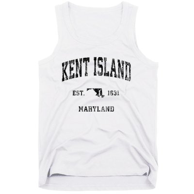 Kent Island Maryland Md Vintage Athletic Black Sports Design Tank Top