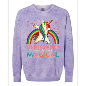 Kindergarten Is Magical Cute Rainbow Dabbing Unicorn Gift Colorblast Crewneck Sweatshirt