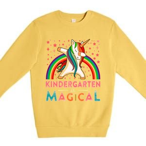 Kindergarten Is Magical Cute Rainbow Dabbing Unicorn Gift Premium Crewneck Sweatshirt