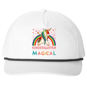 Kindergarten Is Magical Cute Rainbow Dabbing Unicorn Gift Snapback Five-Panel Rope Hat