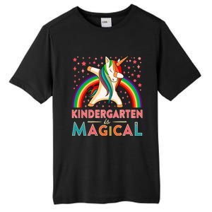 Kindergarten Is Magical Cute Rainbow Dabbing Unicorn Gift Tall Fusion ChromaSoft Performance T-Shirt