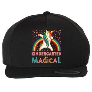 Kindergarten Is Magical Cute Rainbow Dabbing Unicorn Gift Wool Snapback Cap