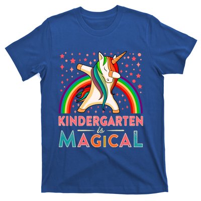 Kindergarten Is Magical Cute Rainbow Dabbing Unicorn Gift T-Shirt