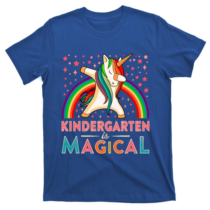 Kindergarten Is Magical Cute Rainbow Dabbing Unicorn Gift T-Shirt