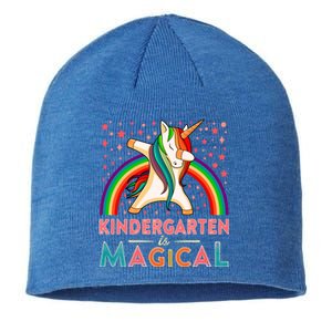 Kindergarten Is Magical Cute Rainbow Dabbing Unicorn Gift Sustainable Beanie